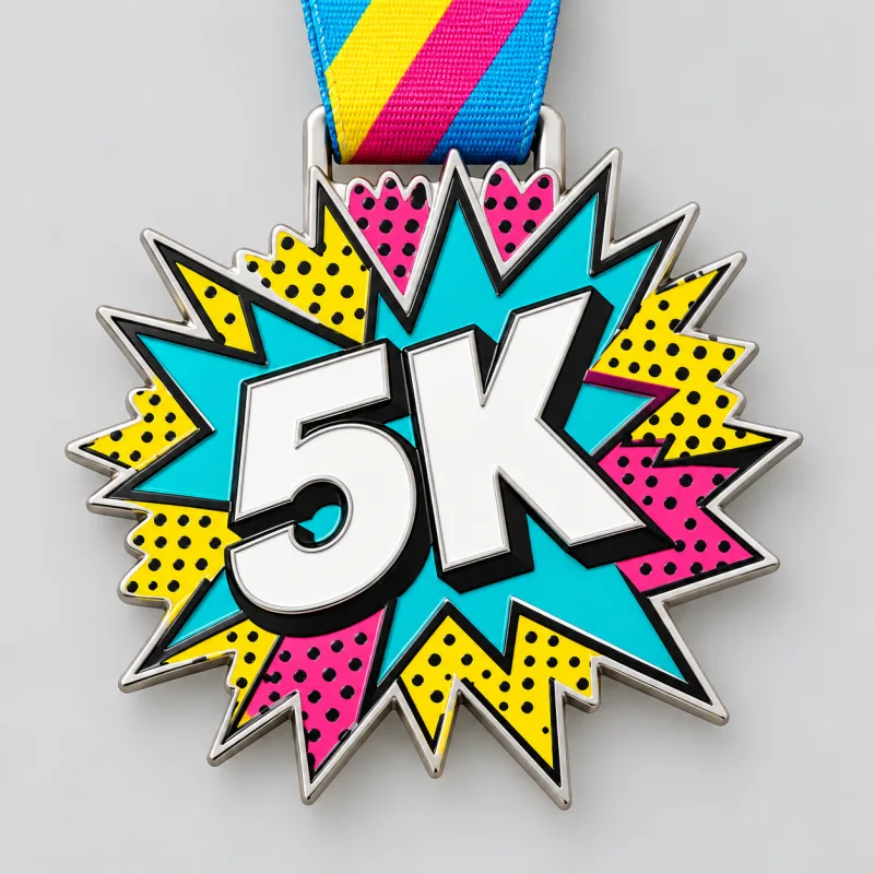 Pop Dash 5K medal design — front view
