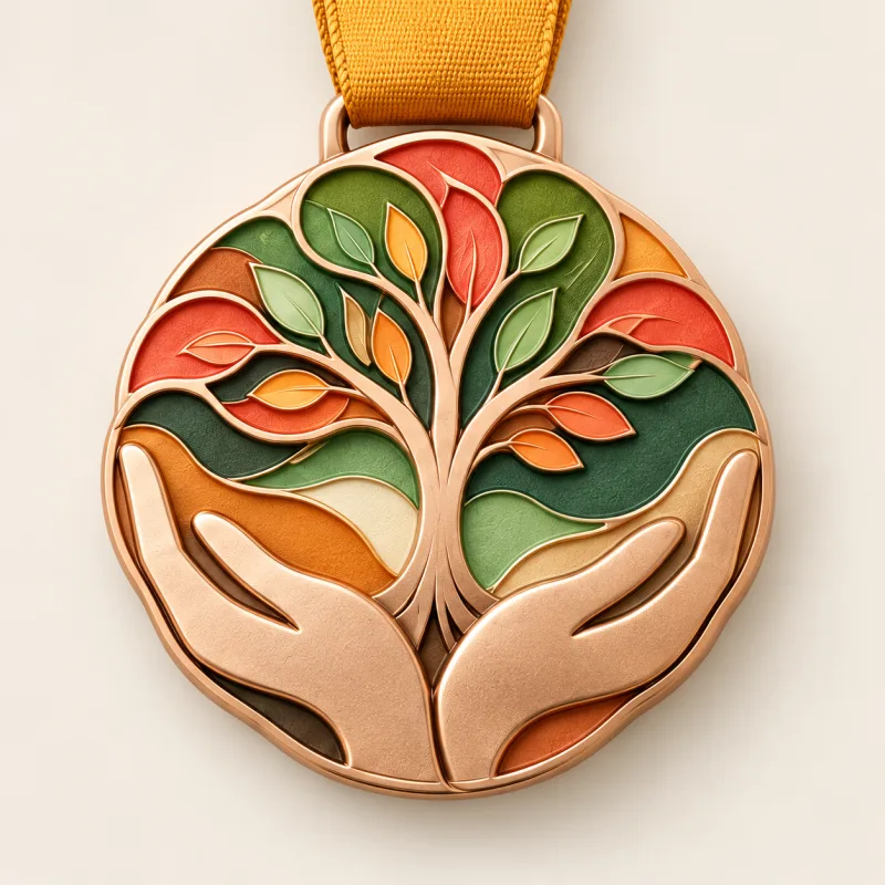 Hands for Tomorrow medal design — front view