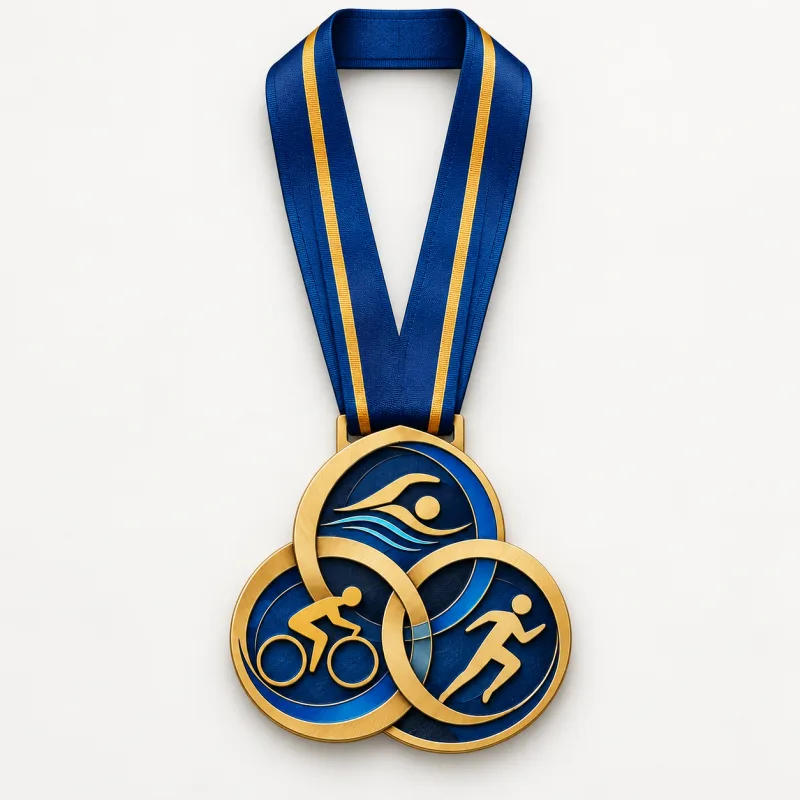 Three Ways Forward medal design — front view with complete satin neck ribbon