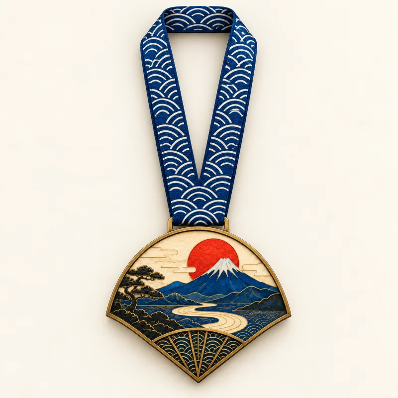 River & Ridge medal design — front view with complete satin neck ribbon