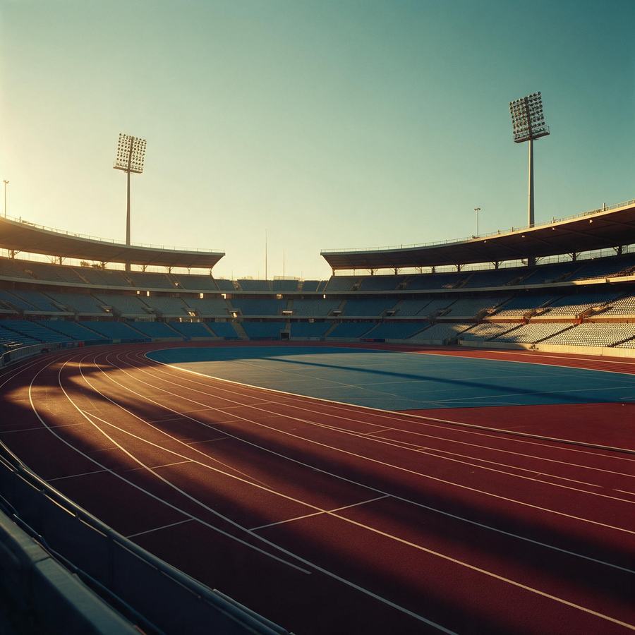 Stadium running track prepared for a championship event